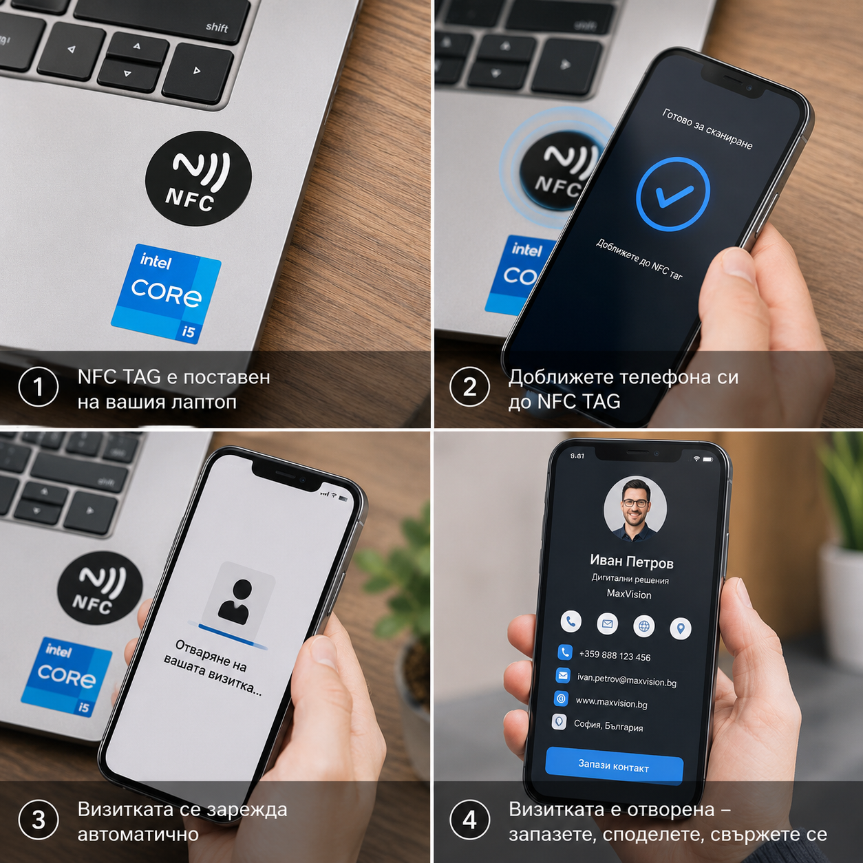 NFC Tag за лаптоп – Дигитална визитка с едно докосване