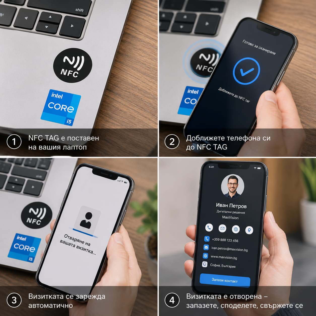 NFC Tag за лаптоп – Дигитална визитка с едно докосване